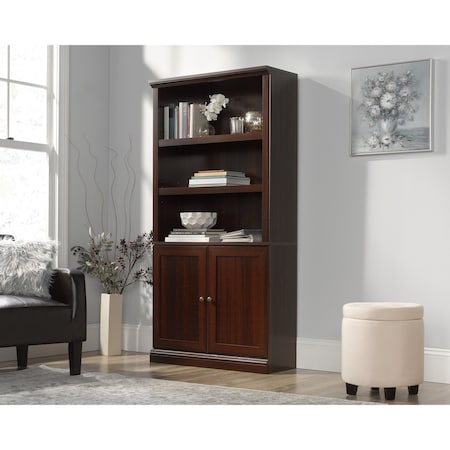 Sauder 5 Shelf Bookcase W/doors Sec , Three adjustable shelves for flexible storage options 426415